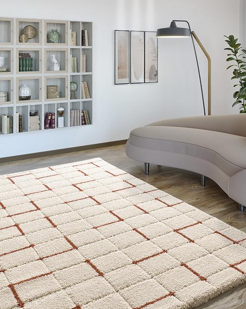 Alfombra Shaggy Estilo Geométrico Brenda 8834 05 Caldera
