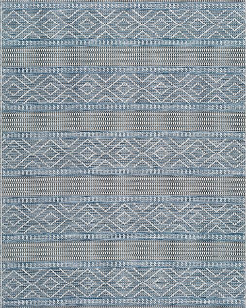 Alfombra Étnica con motivos geométricos Cork 9681 07 Azul