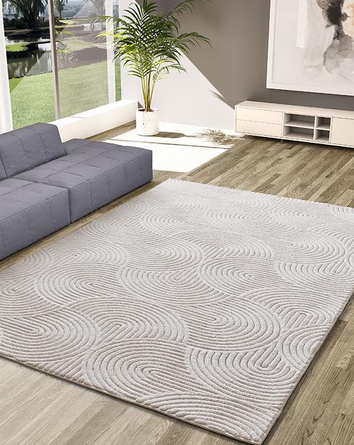 Alfombra Geométrica lavable Estilo 23040 41 Crema