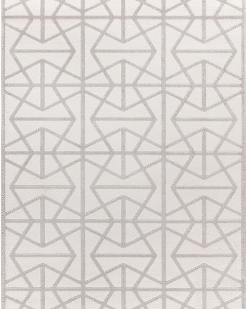 Alfombra Geométrica Con Relieve Flora 12937 19 Plata