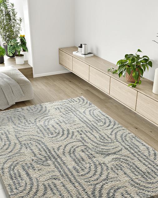 Alfombra Shaggy Estilo Geométrico Helia 8807 19 Plata