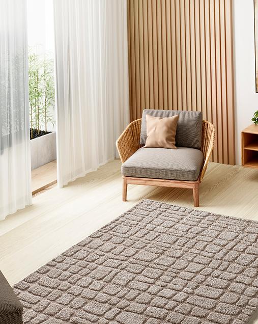 Alfombra Geométrica con relieve Juno 13 02 Beige