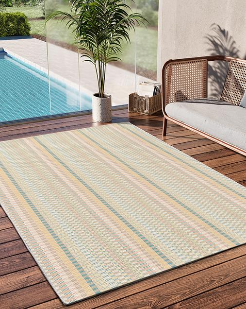 Alfombra Geométrica De Exterior-Interior  Manila 17616 21 Multi