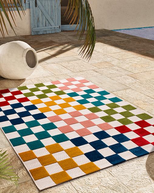 Alfombra Geométrica De Exterior-Interior  Mila 23516 21 Multi