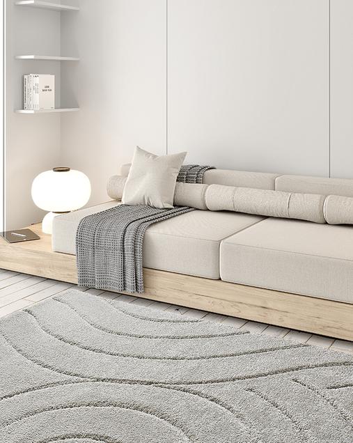 Alfombra Shaggy con relieve Molier 8786 19 Plata
