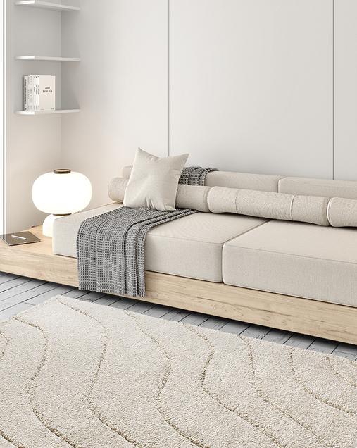 Alfombra Shaggy con relieve Molier 8789 04 Blanco