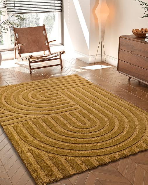 Alfombra Estilo Nórdico Snowy 59773 43 Mostaza