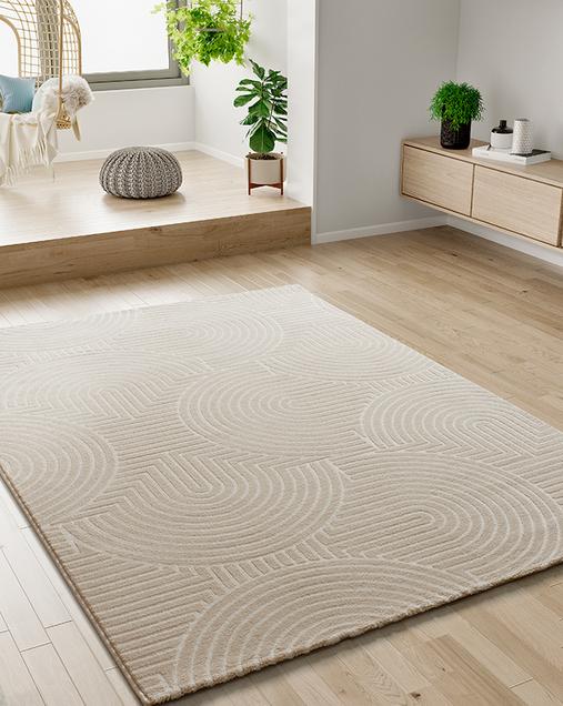 Alfombra Estilo Nórdico con relieve Zen 12754 04 Blanco